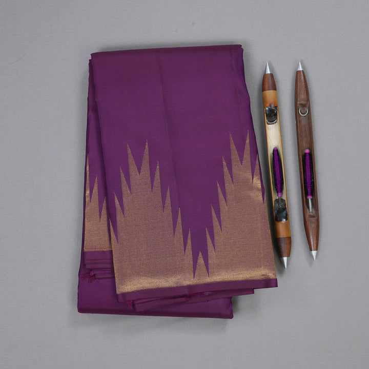 Hayagrivas Handloom Purple Temple Border Kanjivaram Silk Saree BBD728H8-3