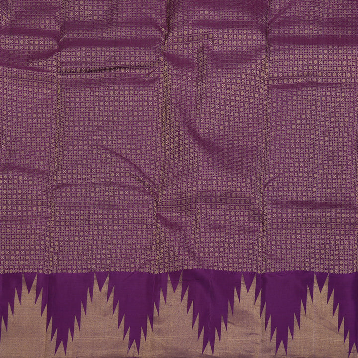 Hayagrivas Handloom Purple Temple Border Kanjivaram Silk Saree BBD728H8-3