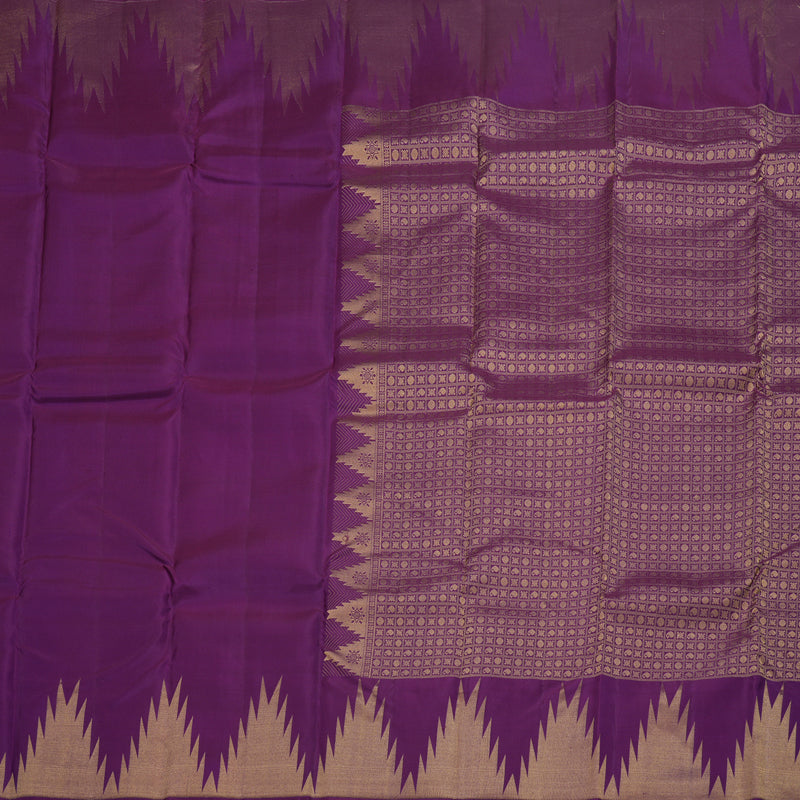 Hayagrivas Handloom Purple Temple Border Kanjivaram Silk Saree BBD728H8-3