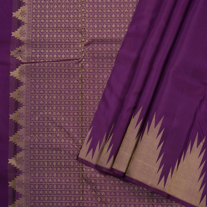 Hayagrivas Handloom Purple Temple Border Kanjivaram Silk Saree BBD728H8-3