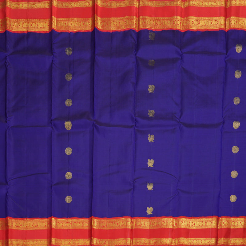 Hayagrivas Blue Handloom Kanjivaram Silk Saree with Red Border BBD733H1-2