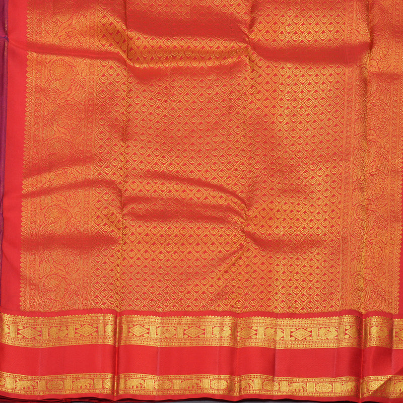 Hayagrivas Blue Handloom Kanjivaram Silk Saree with Red Border BBD733H1-2