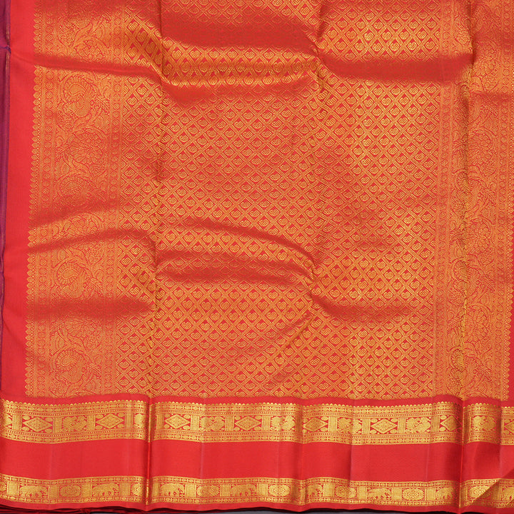 Hayagrivas Blue Handloom Kanjivaram Silk Saree with Red Border BBD733H1-2