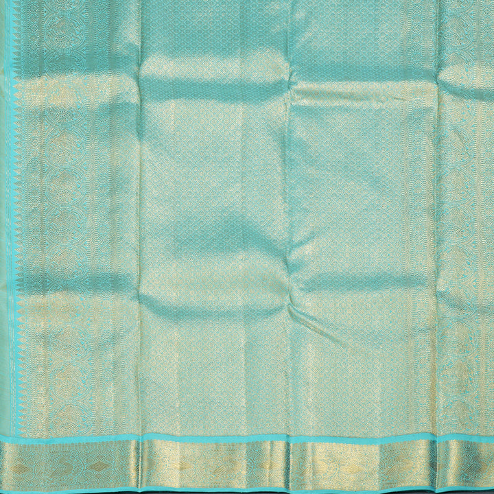 Hayagrivas Handloom Yellow With Teal Kanjivaram Silk Saree BBD736H3-1