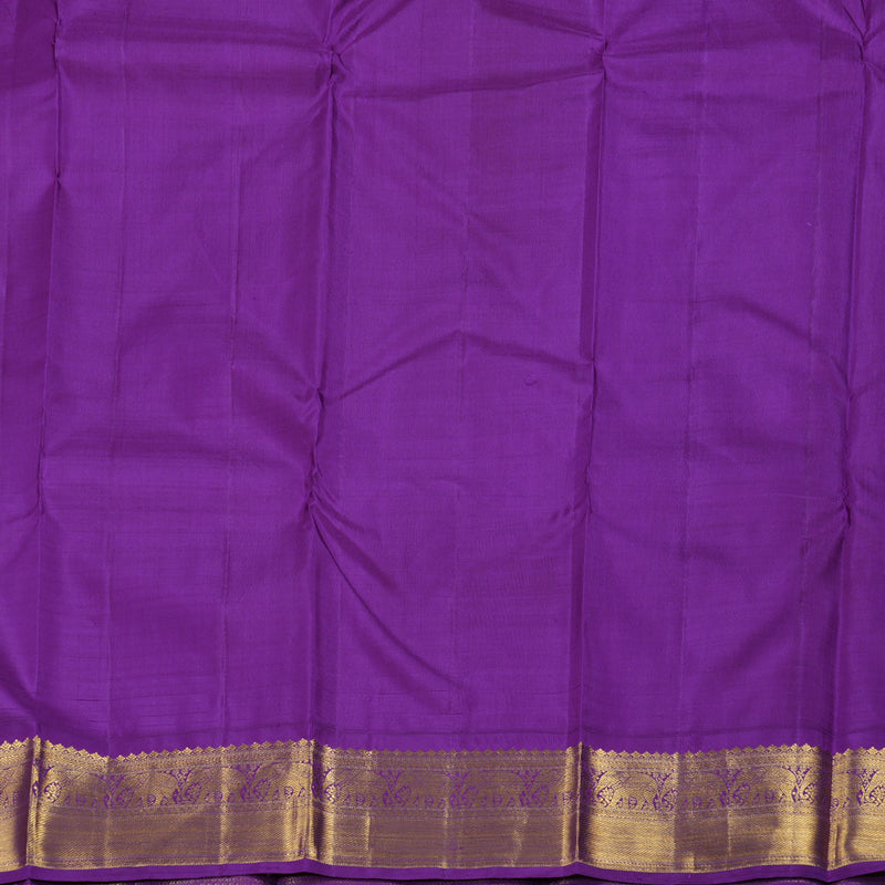 Hayagrivas Lemon Yellow Kanjivaram Silk Saree with Purple Border BBD741H3-1