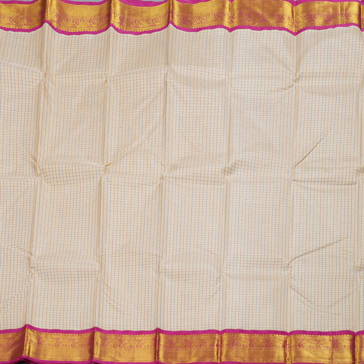 Hayagrivas Beige Kanjivaram Silk Saree with Pink Border BBD741H4-1