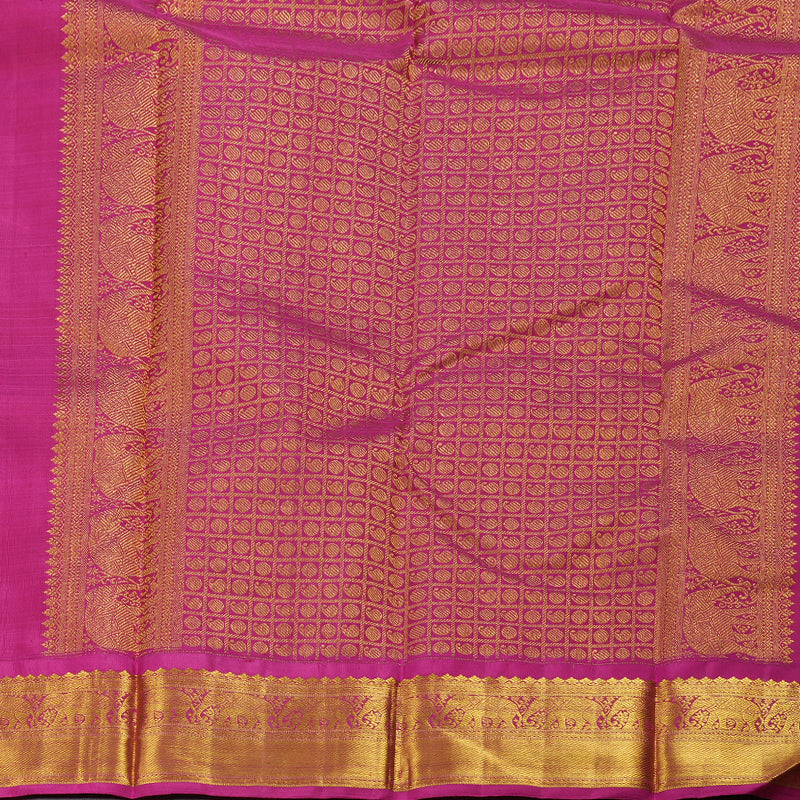 Hayagrivas Beige Kanjivaram Silk Saree with Pink Border BBD741H4-1