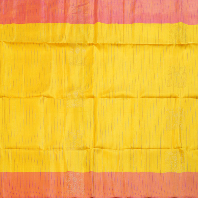 Hayagrivas Striking Yellow Handloom Soft Silk Saree with Dual Tone (Pink With Yellow) Border BBD742H10-1