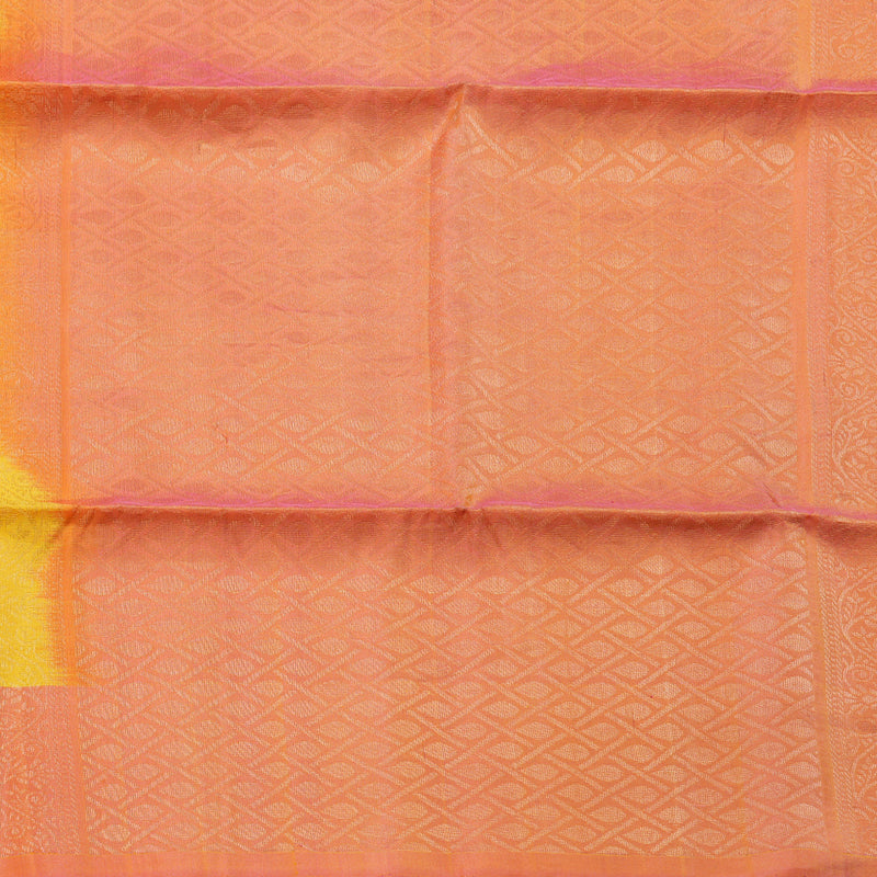 Hayagrivas Striking Yellow Handloom Soft Silk Saree with Dual Tone (Pink With Yellow) Border BBD742H10-1