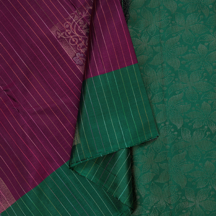 Hayagrivas Purple Soft Silk Saree with Leaf Green Border BBD742H10-10