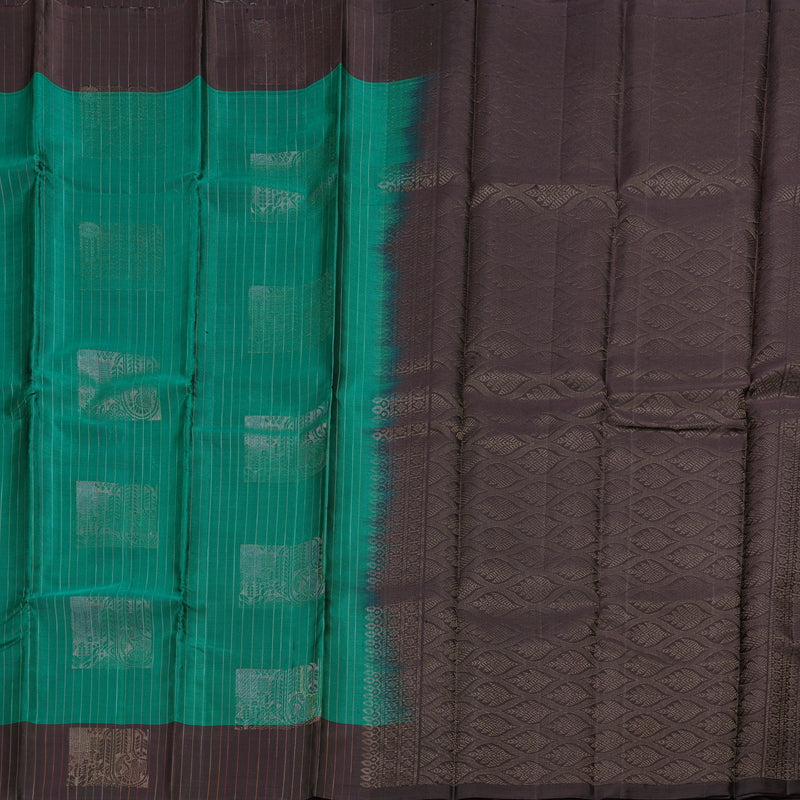 Hayagrivas Teal Green Handloom Soft Silk Saree with Elephant Grey Border BBD742H10-33