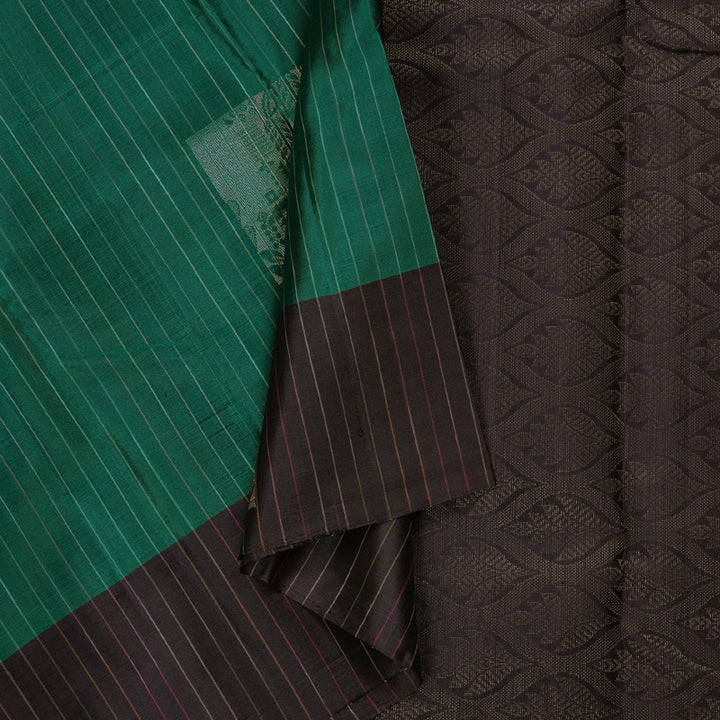 Hayagrivas Teal Green Handloom Soft Silk Saree with Elephant Grey Border BBD742H10-33