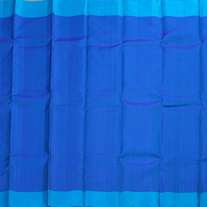 Hayagrivas Blue Handloom Soft Silk Saree with Sky Blue Border BBD742H11-3