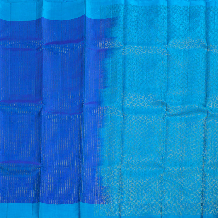 Hayagrivas Blue Handloom Soft Silk Saree with Sky Blue Border BBD742H11-3