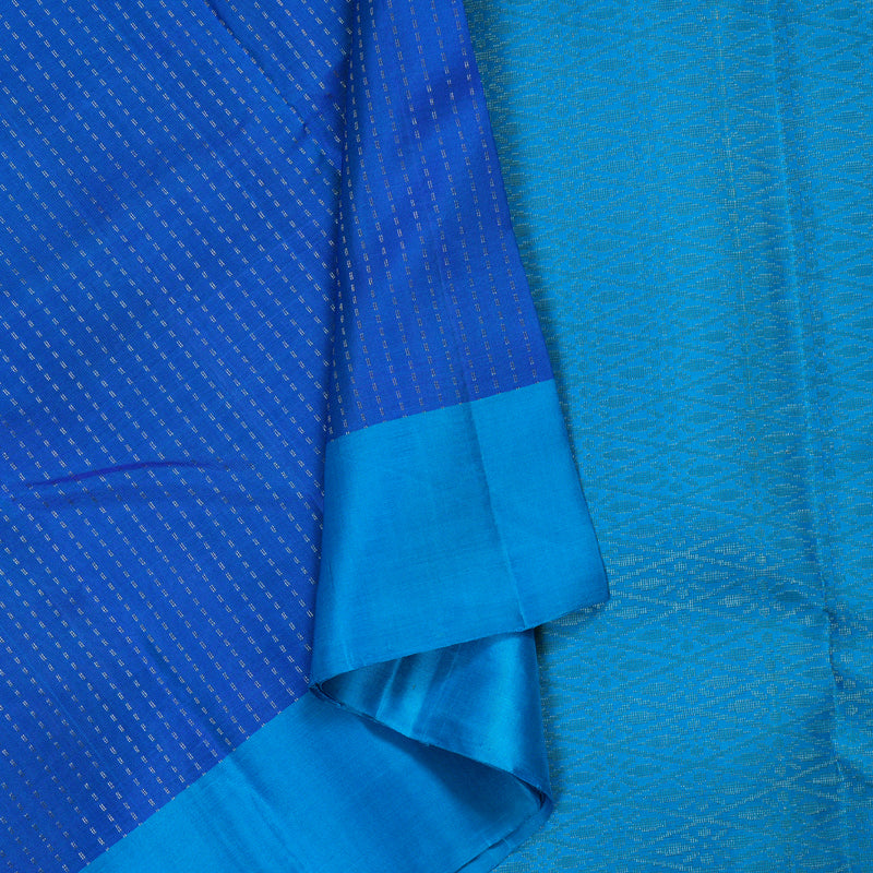 Hayagrivas Blue Handloom Soft Silk Saree with Sky Blue Border BBD742H11-3