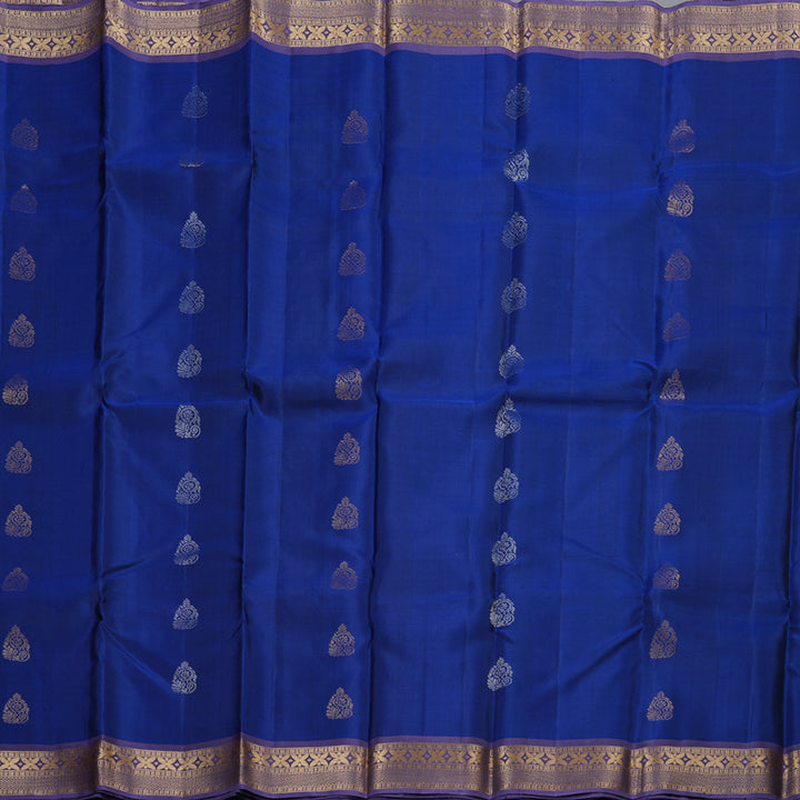Hayagrivas Blue Handloom Soft Silk Saree with Dark Lavender Border BBD742H14-9