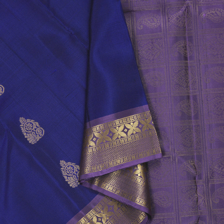 Hayagrivas Blue Handloom Soft Silk Saree with Dark Lavender Border BBD742H14-9