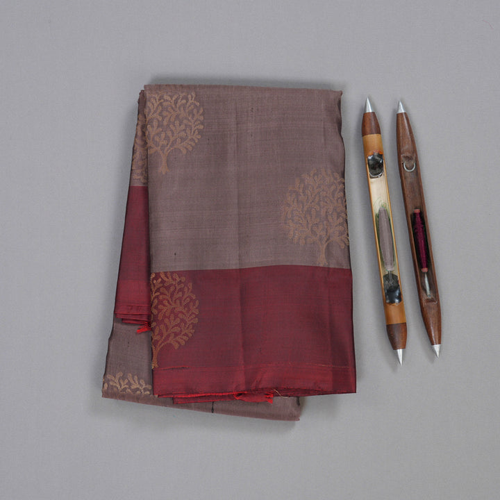 Hayagrivas Rosewood Pink Handloom Soft Silk Saree with Wine Maroon Border BBD742H3-5