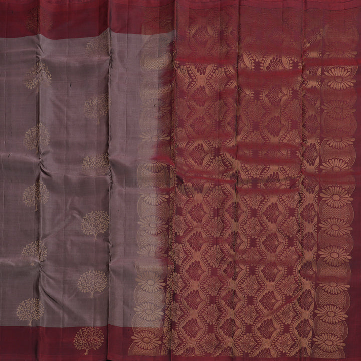 Hayagrivas Rosewood Pink Handloom Soft Silk Saree with Wine Maroon Border BBD742H3-5