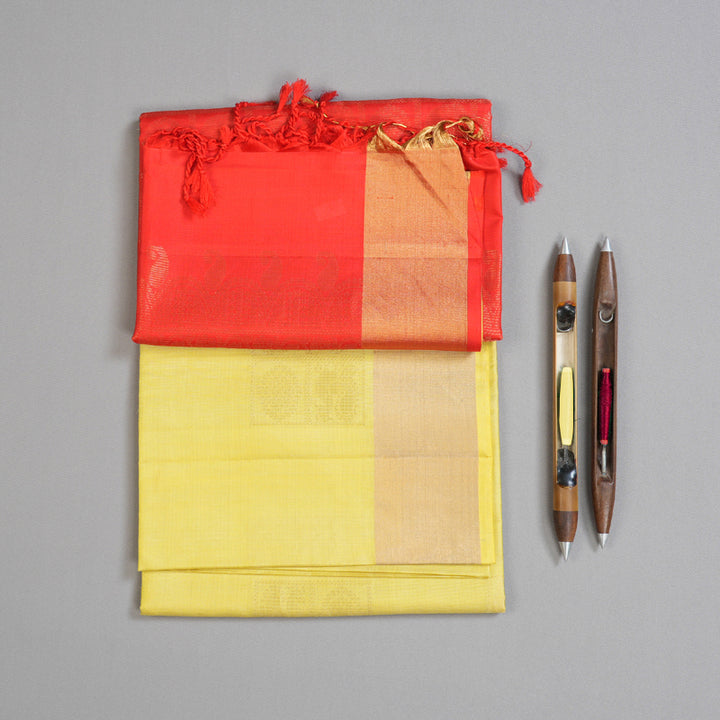 Hayagrivas Light Yellow Handloom Soft Silk Saree BBD742H4-1