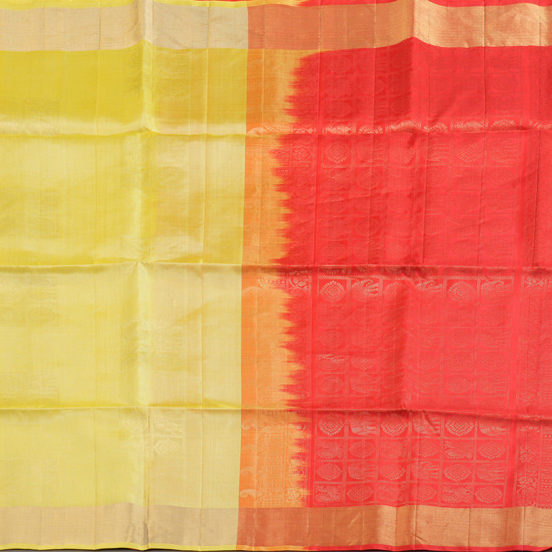 Hayagrivas Light Yellow Handloom Soft Silk Saree BBD742H4-1