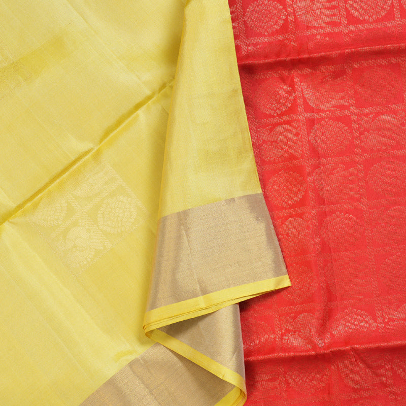 Hayagrivas Light Yellow Handloom Soft Silk Saree BBD742H4-1