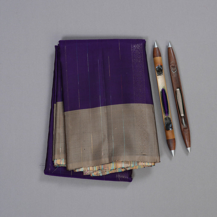 Hayagrivas Blue Handloom Soft Silk Saree with Ash Grey Border BBD742H6-1