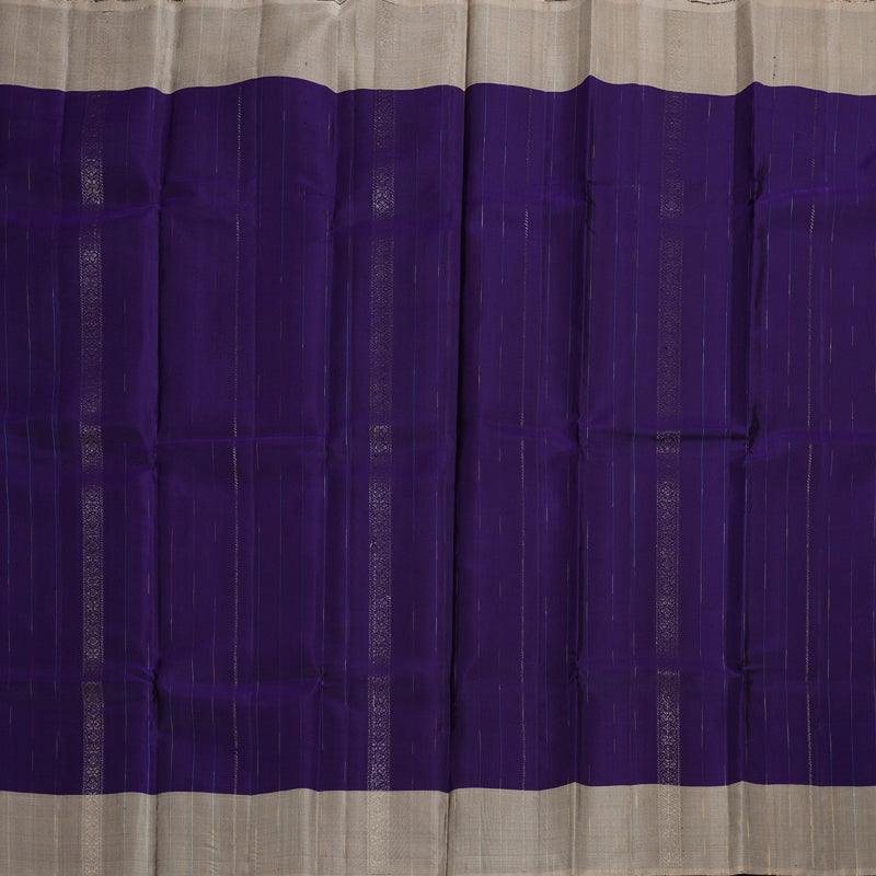 Hayagrivas Blue Handloom Soft Silk Saree with Ash Grey Border BBD742H6-1