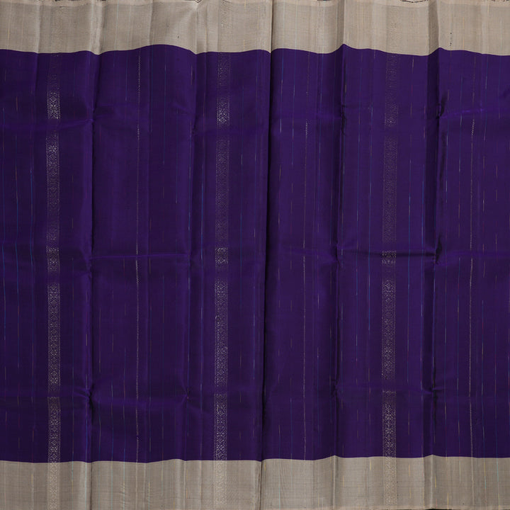 Hayagrivas Blue Handloom Soft Silk Saree with Ash Grey Border BBD742H6-1