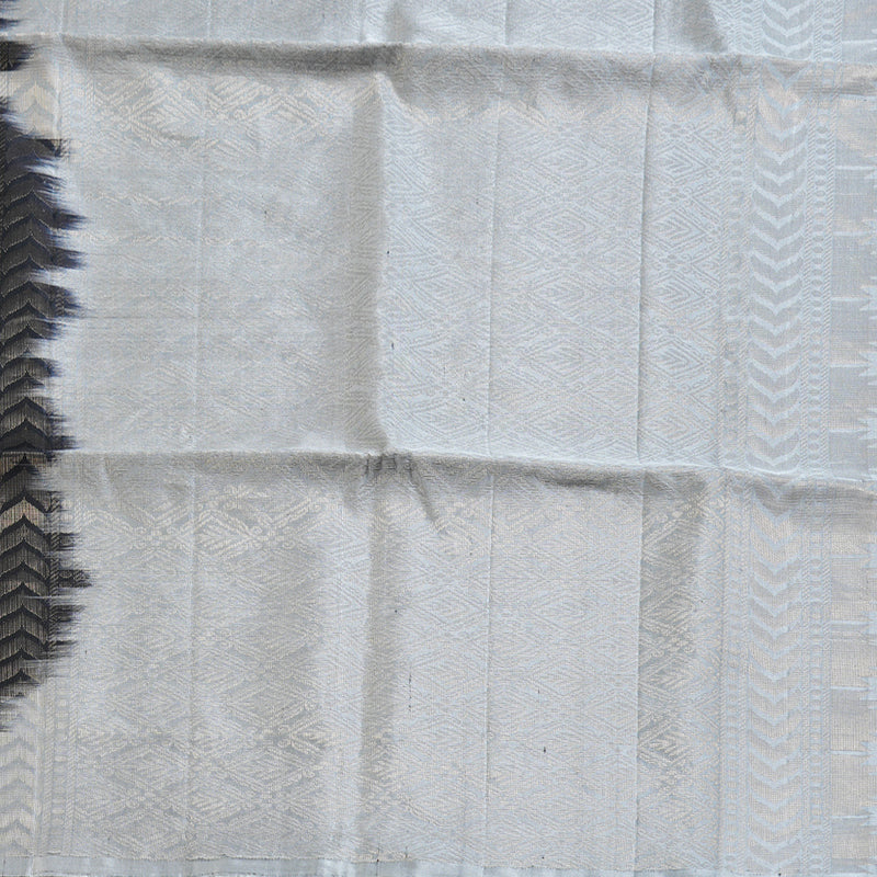 Hayagrivas Stunning Black Handloom Soft Silk Saree with Silver Grey Border BBD742H9-4