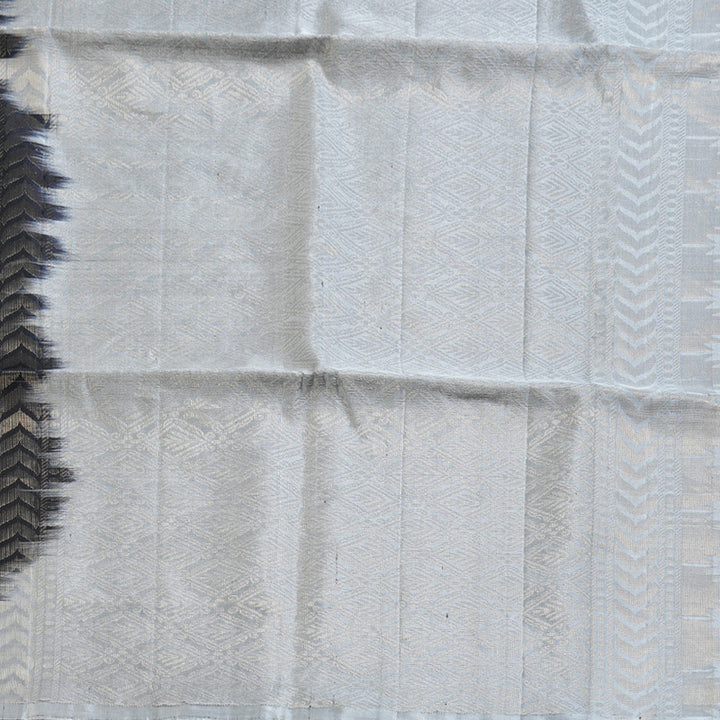 Hayagrivas Stunning Black Handloom Soft Silk Saree with Silver Grey Border BBD742H9-4