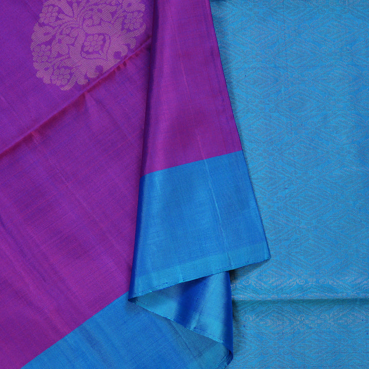 Hayagrivas Purple Soft Silk Saree with Sky Blue Border BBD742H9-9