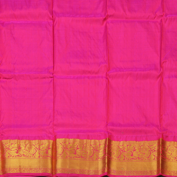 Hayagrivas Purplish Blue Kanjivaram Pattu Pavadai with Pink border BBD743H11-1