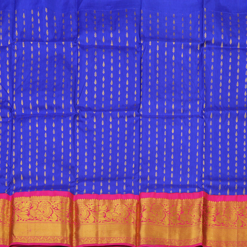 Hayagrivas Purplish Blue Kanjivaram Pattu Pavadai with Pink border BBD743H11-1