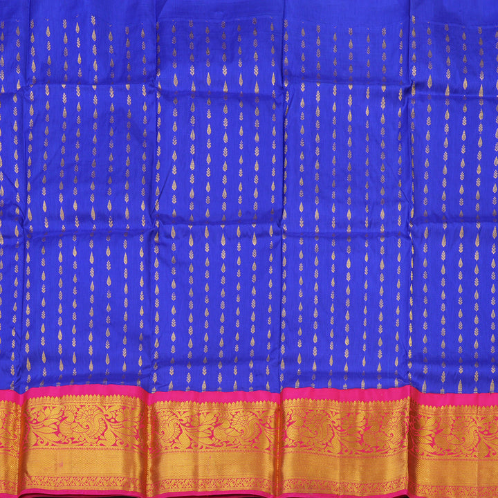 Hayagrivas Purplish Blue Kanjivaram Pattu Pavadai with Pink border BBD743H11-1