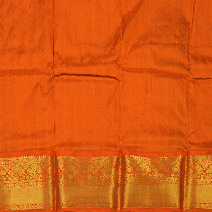 Hayagrivas Green Kanjivaram Pattu Pavadai with Orange Border BBD743H11-3