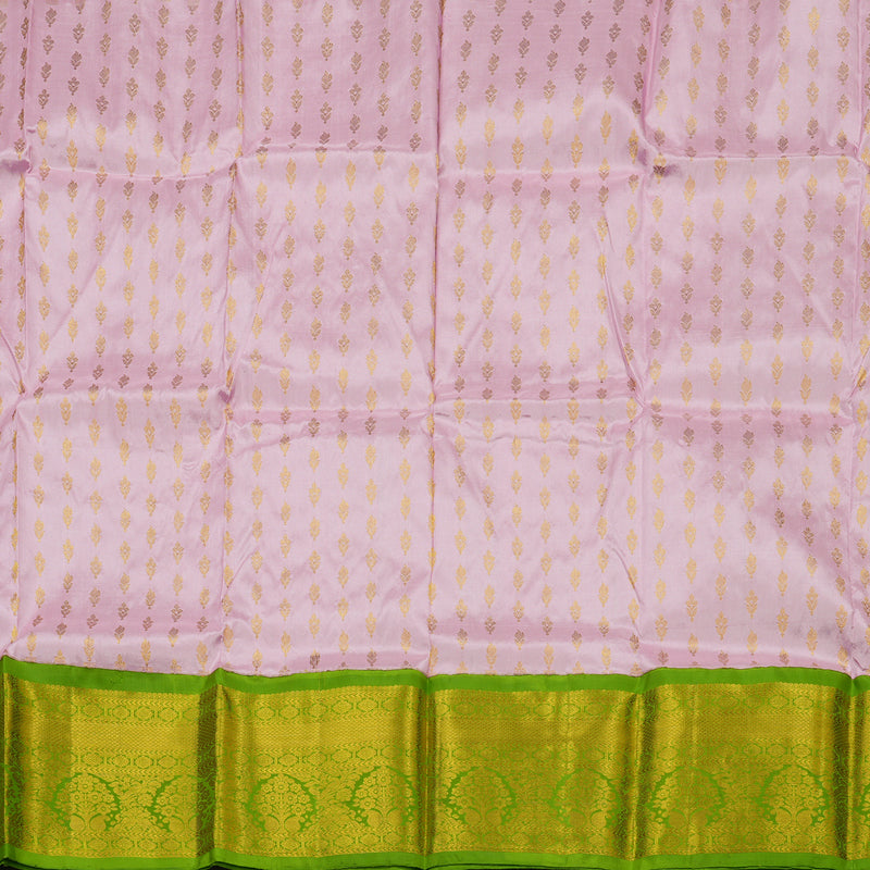 Hayagrivas Handloom Baby Pink Kanjivaram Silk Pattu Pavadai with Parrot Green Border BBD743H11-5