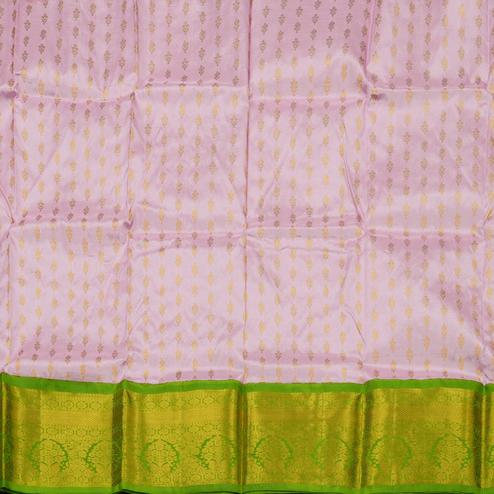 Hayagrivas Handloom Baby Pink Kanjivaram Silk Pattu Pavadai with Parrot Green Border BBD743H11-5