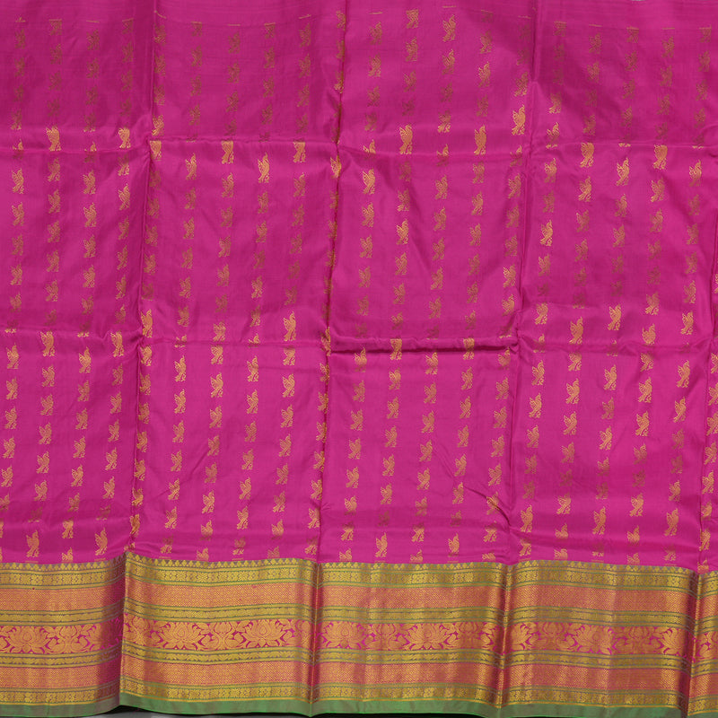 Hayagrivas Handloom Rani Pink Kanjivaram Silk Pattu Pavadai with Manthalir Border  BBD743H12-10