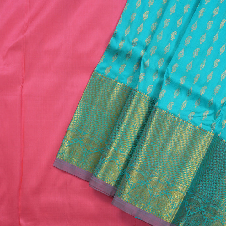 Hayagrivas Handloom Sky Blue Kanjivaram Silk Pattu Pavadai  BBD743H12-7