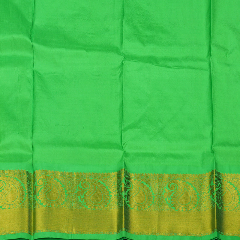 Hayagrivas Handloom Lemon Yellow Kanjivaram Silk Pattu Pavadai with Parrot Green Border BBD743H13-3