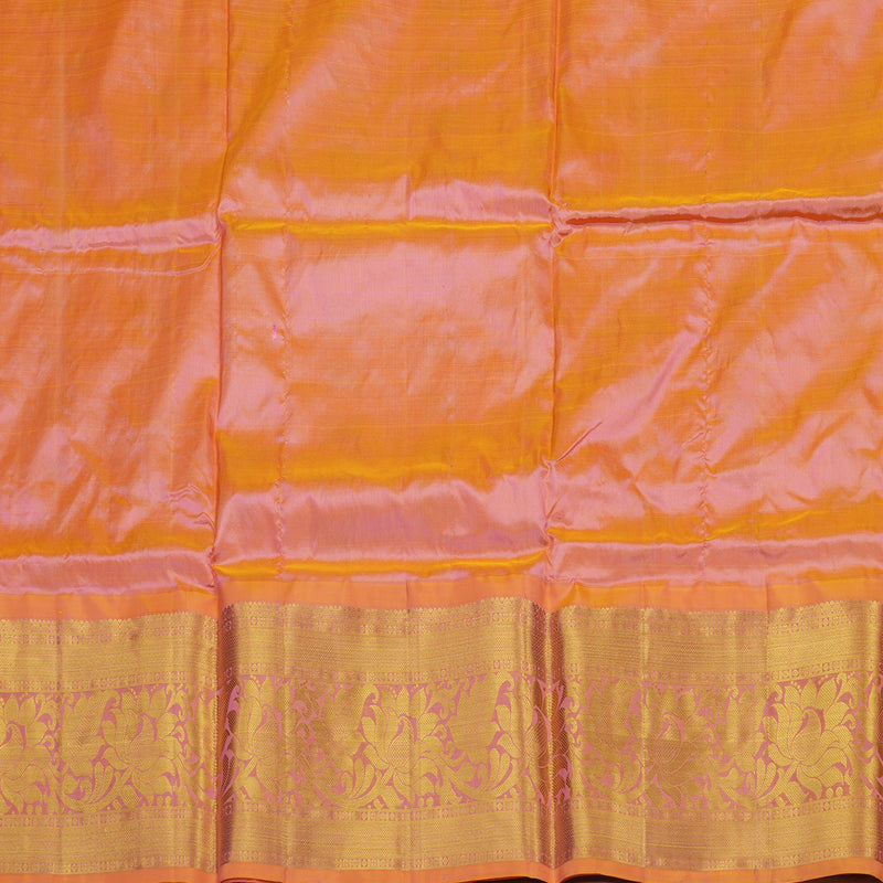 Hayagrivas Handloom Rani Pink Kanjivaram Silk Pattu Pavadai with Golden Orange Border BBD743H16-2