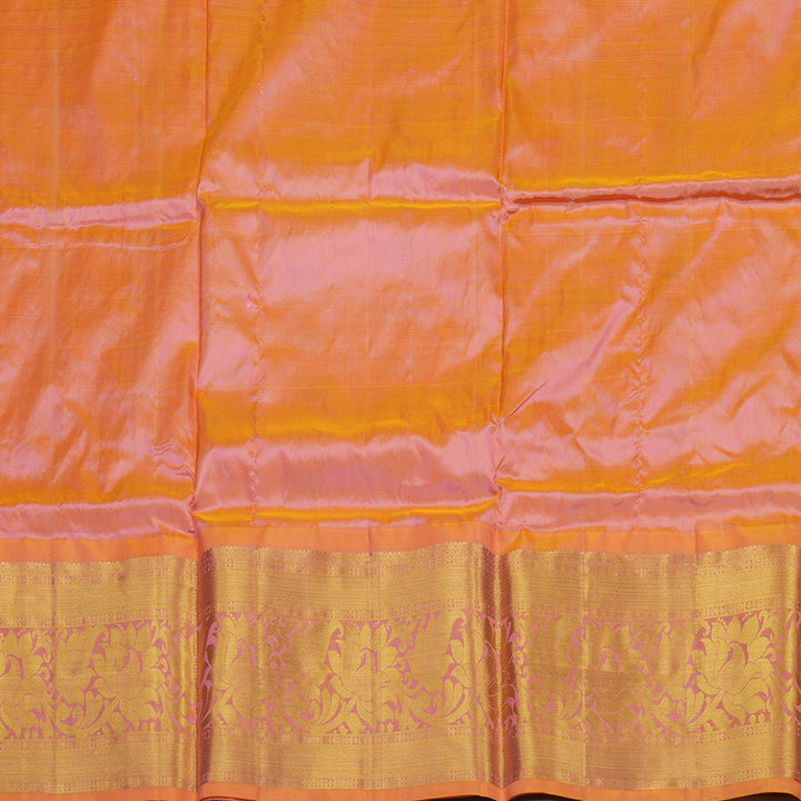 Hayagrivas Handloom Rani Pink Kanjivaram Silk Pattu Pavadai with Golden Orange Border BBD743H16-2