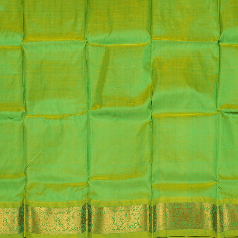 Hayagrivas Parrot Green Kanjivaram Pattu Pavadai with Lime Green border BBD743H8-6