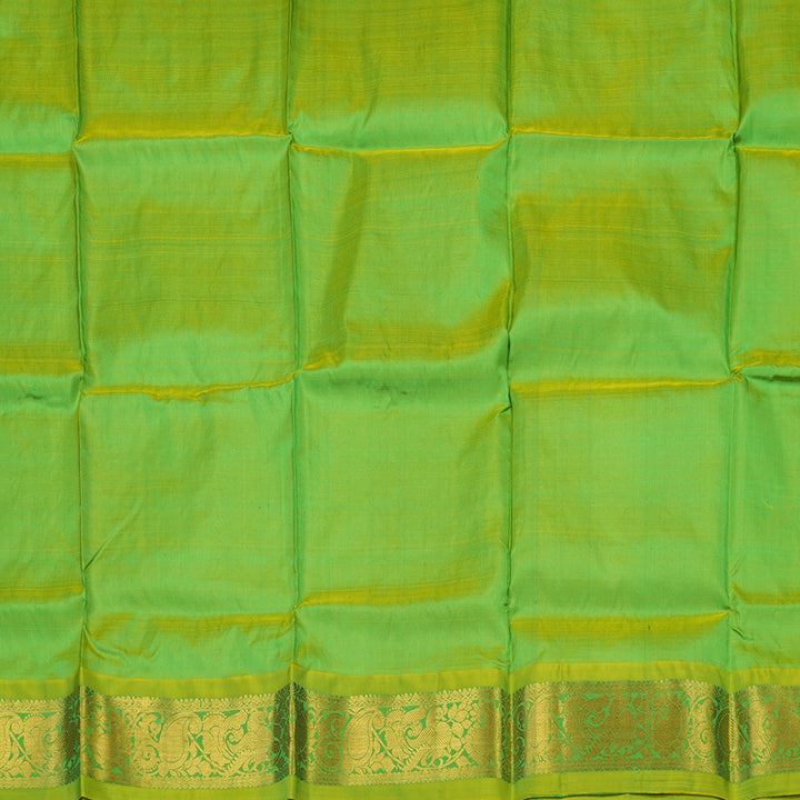 Hayagrivas Parrot Green Kanjivaram Pattu Pavadai with Lime Green border BBD743H8-6