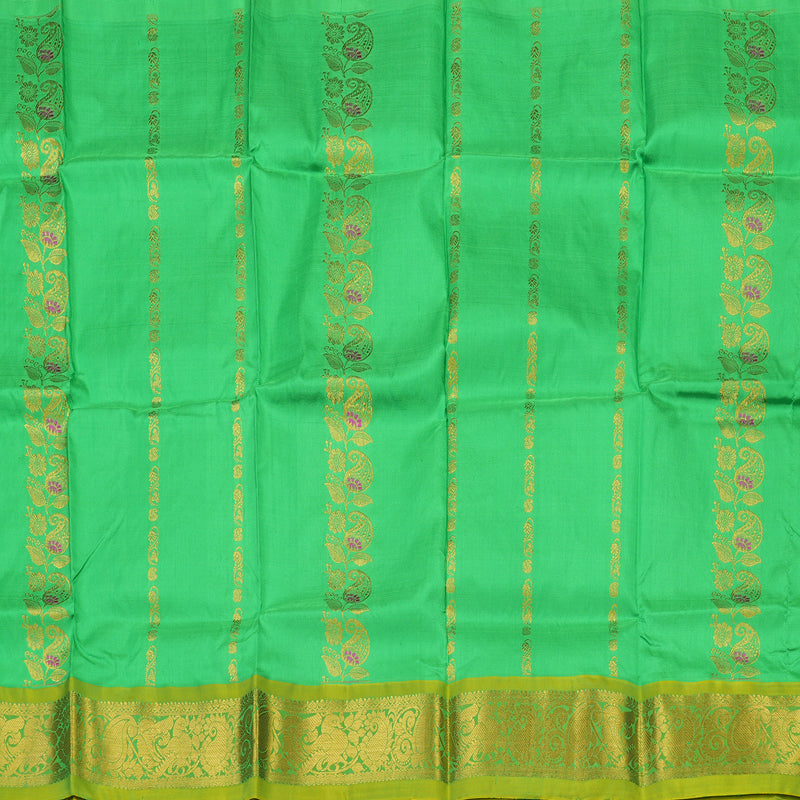 Hayagrivas Parrot Green Kanjivaram Pattu Pavadai with Lime Green border BBD743H8-6