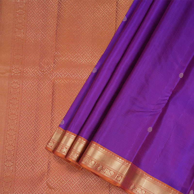 Hayagrivas Magenta Kanjivaram Silk Saree with Honey Mustard Border - BBD744H2-5