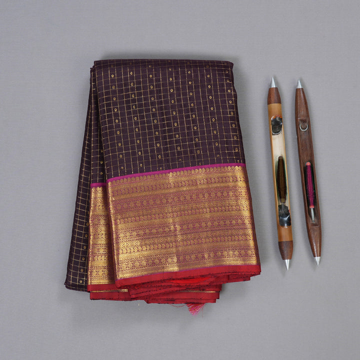 Hayagrivas Plum Purple Kanjivaram Silk Saree with Magenta Border - BBD746H7-1