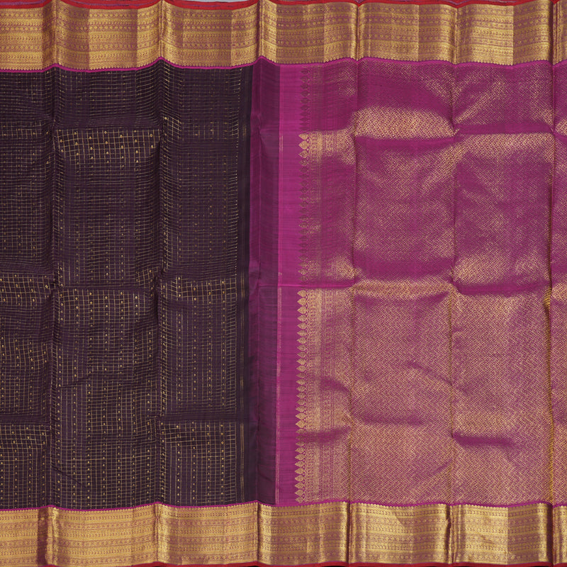 Hayagrivas Plum Purple Kanjivaram Silk Saree with Magenta Border - BBD746H7-1