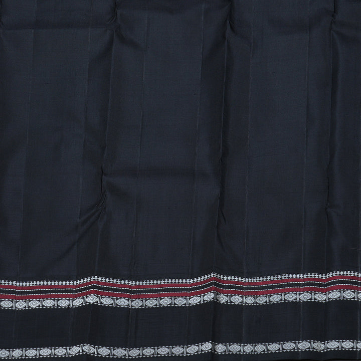 Hayagrivas White Kanjivaram Silk Saree with Black Border BBD749H4-1